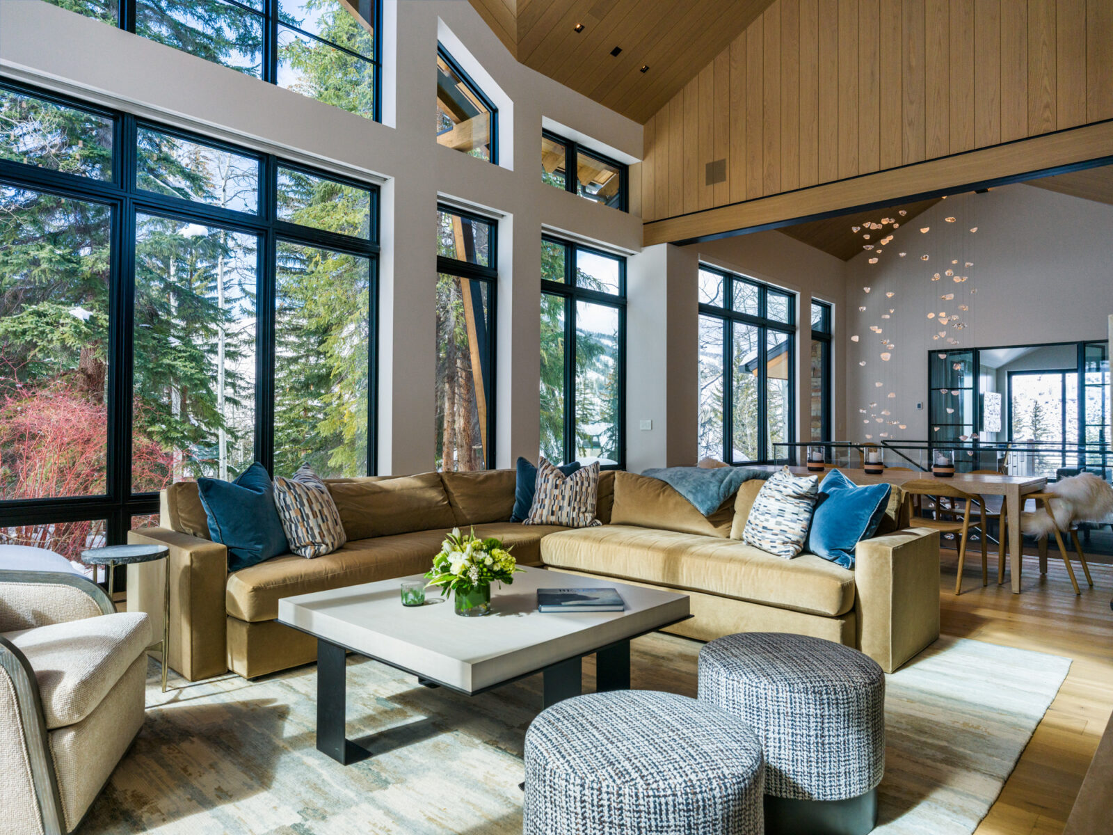 Luxury new construction living room interior design Vail Colorado